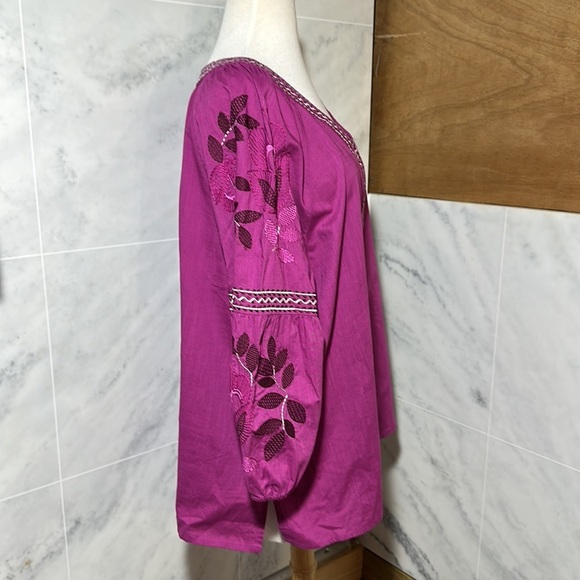 NWT Charter Club Cotton Embroidered Bubble-Sleeve Top size XL - Picture 3 of 16